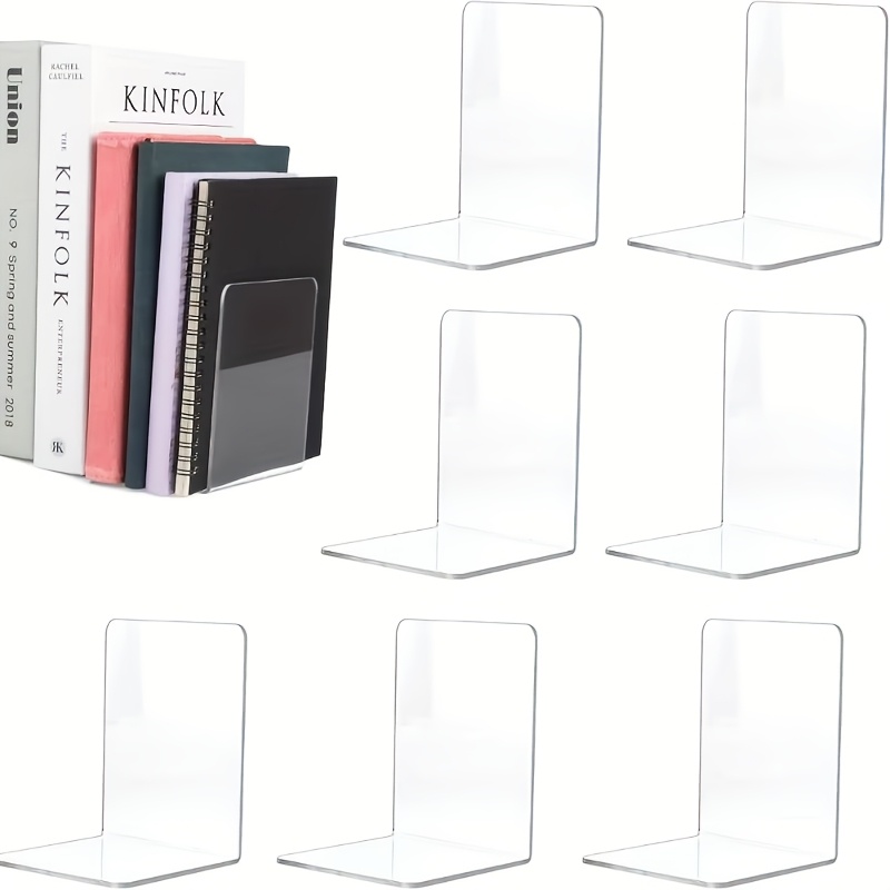 8pcs Clear Acrylic Bookends, L - Clear Acrylic Book Stand Holder 评论和价格